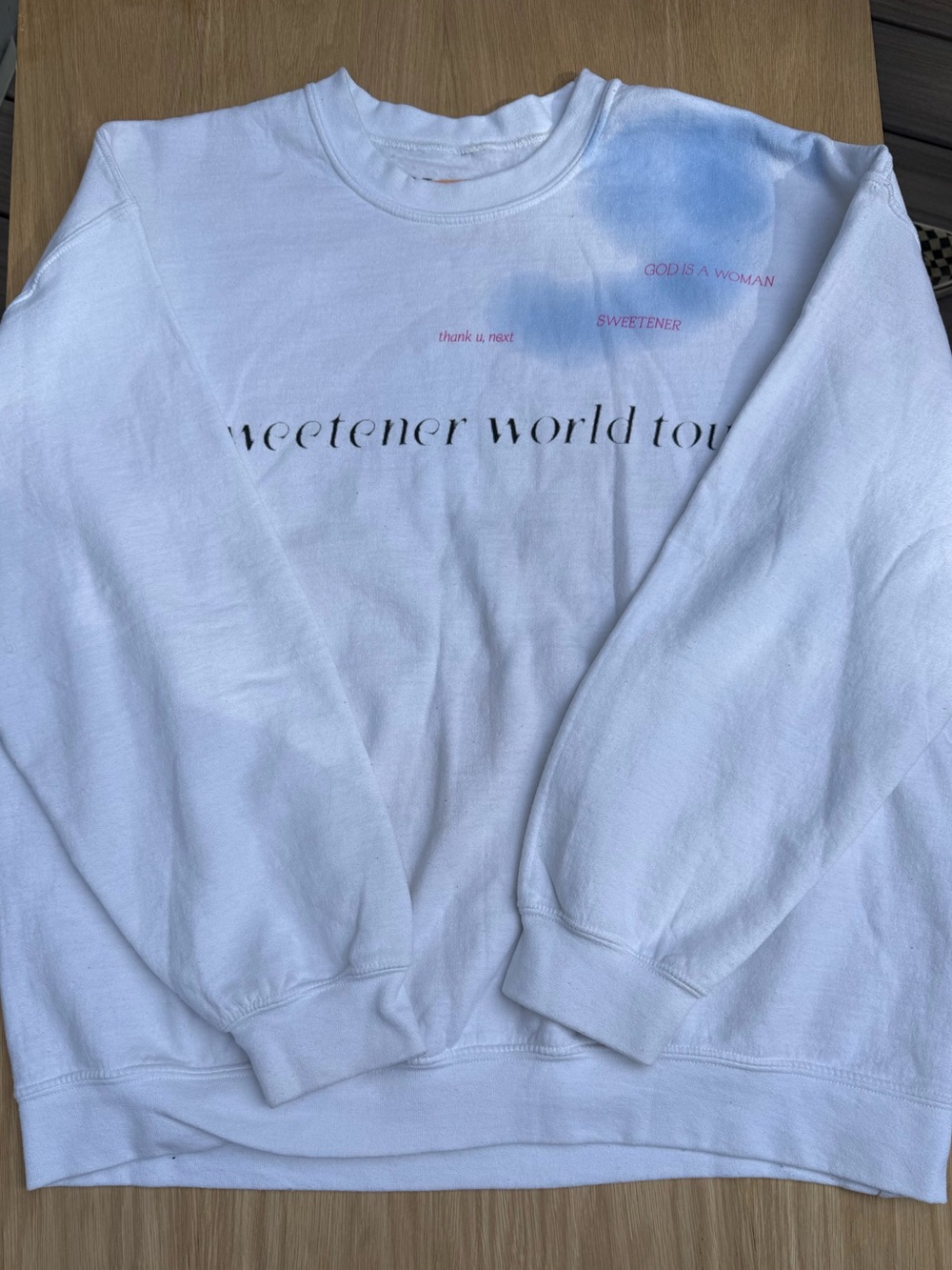 Ariana Grande Sweetener World Tour White Crewneck Sweatshirt oversized